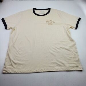 Homefield Men's T-shirt Size 3XL Cream Black Trim Retro Graphic Tee Casual Comfy